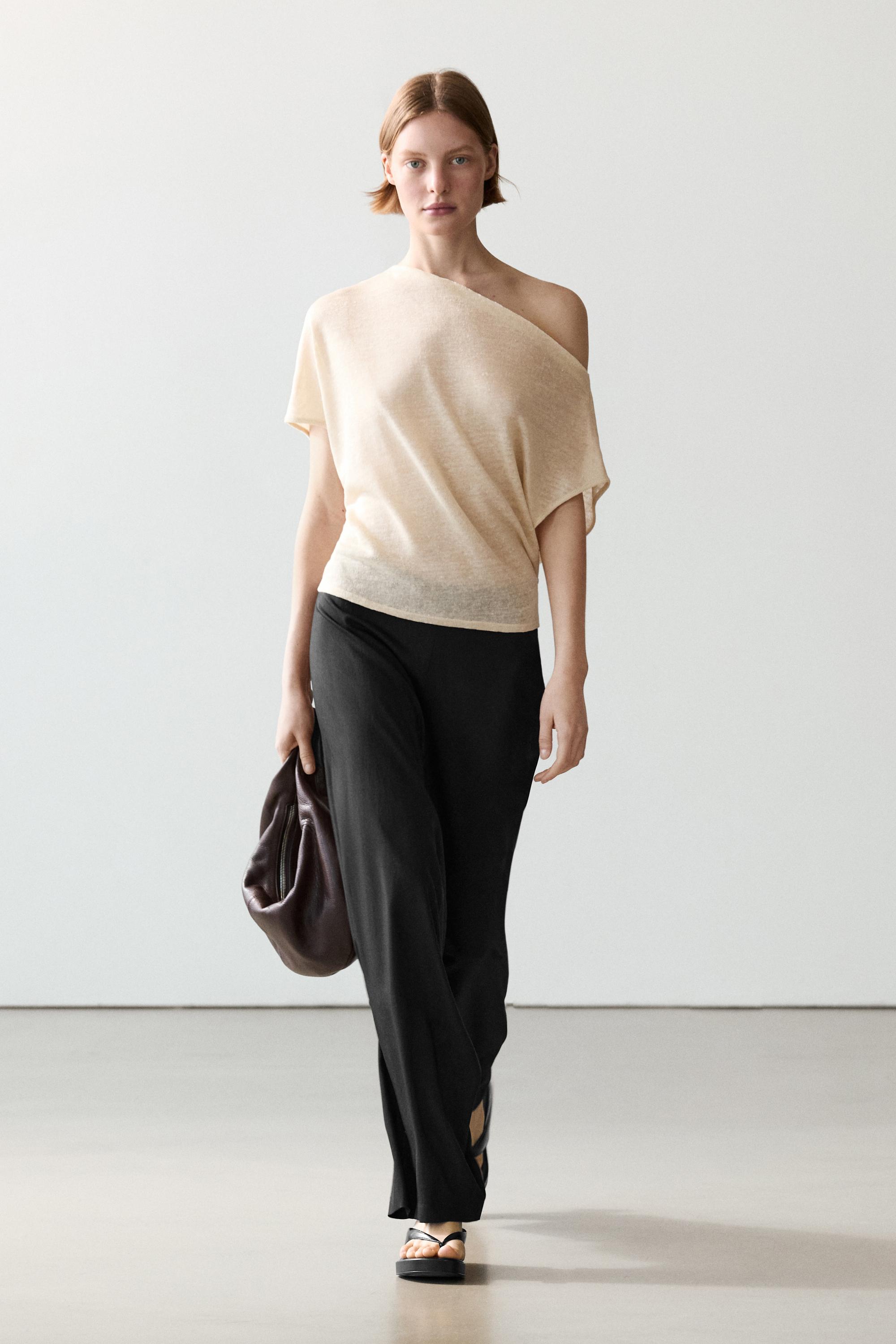 Cape cropped asymétrique en lin mélangé